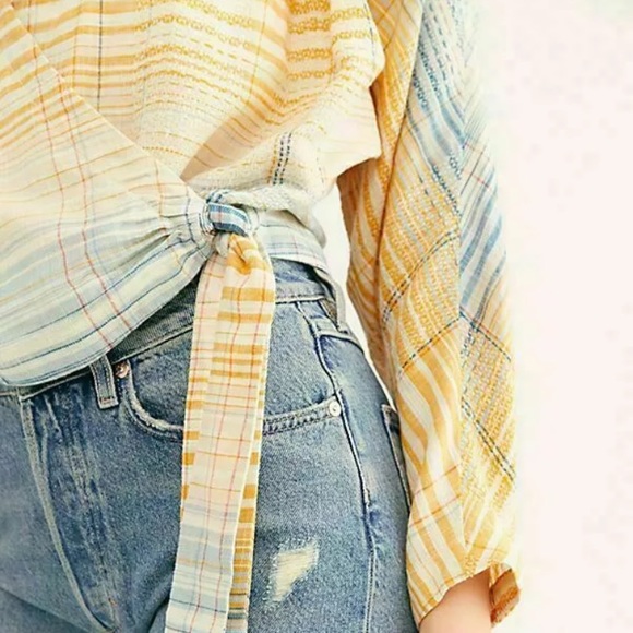 Free People Maldives Stripe Wrap Top Large NWT - Picture 7 of 7